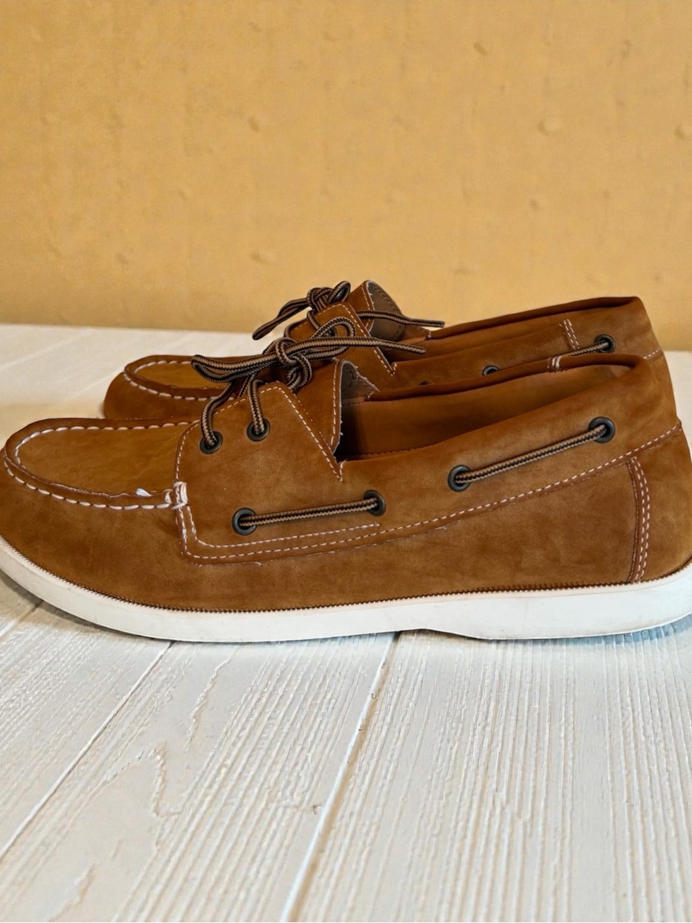 St. John's Bay Cedar Men's Boat Shoes Size 13M Brown Suede Memory Foam EUC